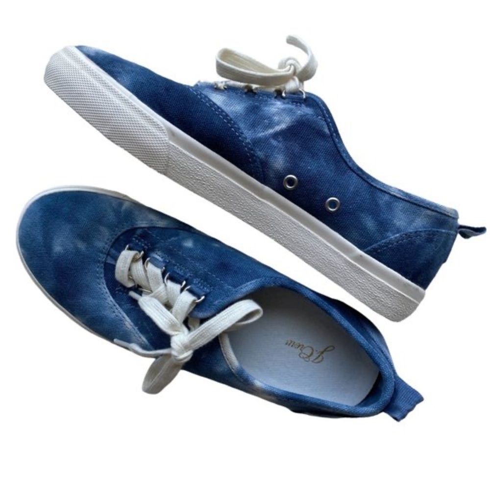 J Crew Crinkle New Tie-Dyed Navy and White Sneakers